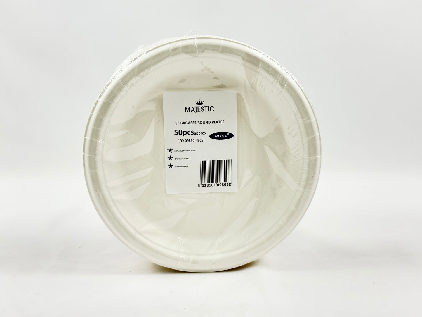9inch Bagasse White Plate 10x50