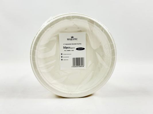 9inch Bagasse White Plate 10x50